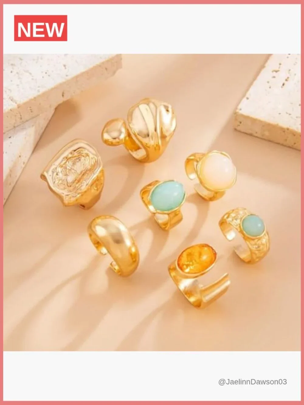 Chunky Gold Square Knuckle Ring Set Adjustable Stacking Rings Statement Jewelry